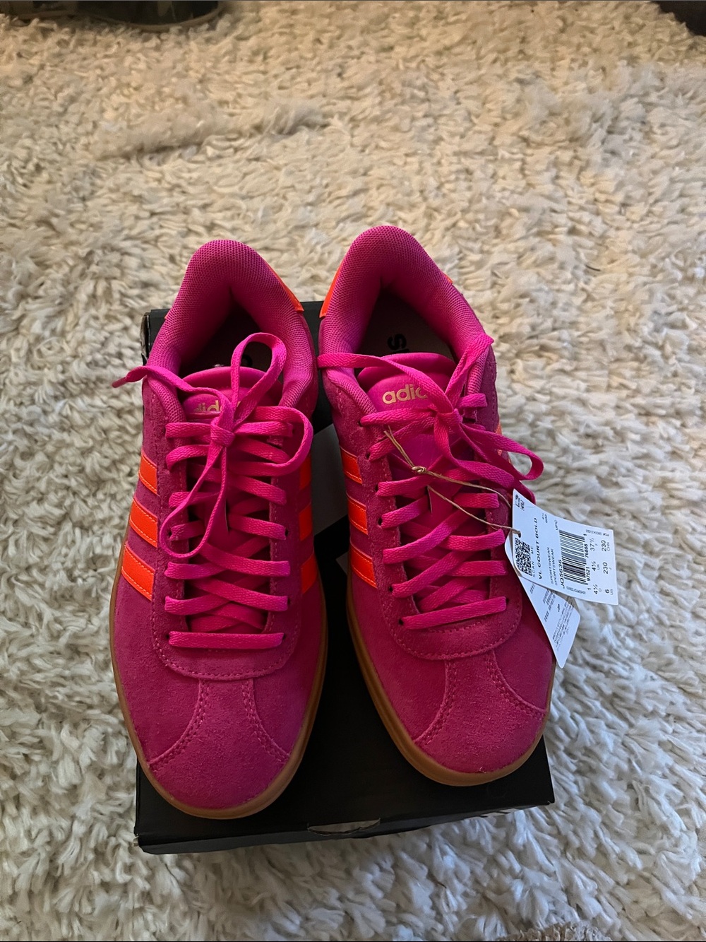 RARE NWT Adidas VL Court Bold Pink Size 6 - Picture 3 of 7